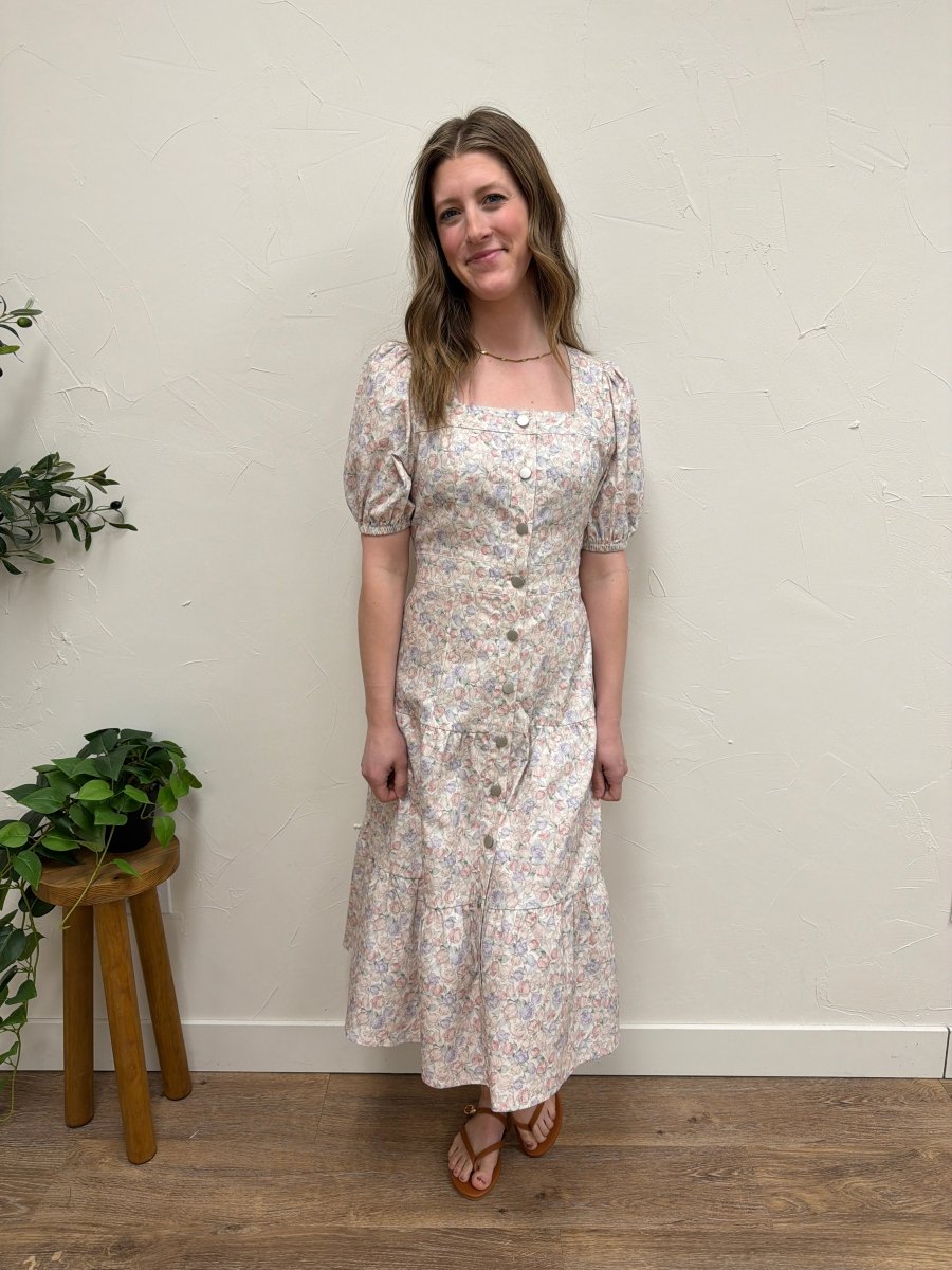 The Elton Tulip Print Dress – Mikrose Tulip Pattern Midi Dress - Three:Twelve Boutique - Mikarose