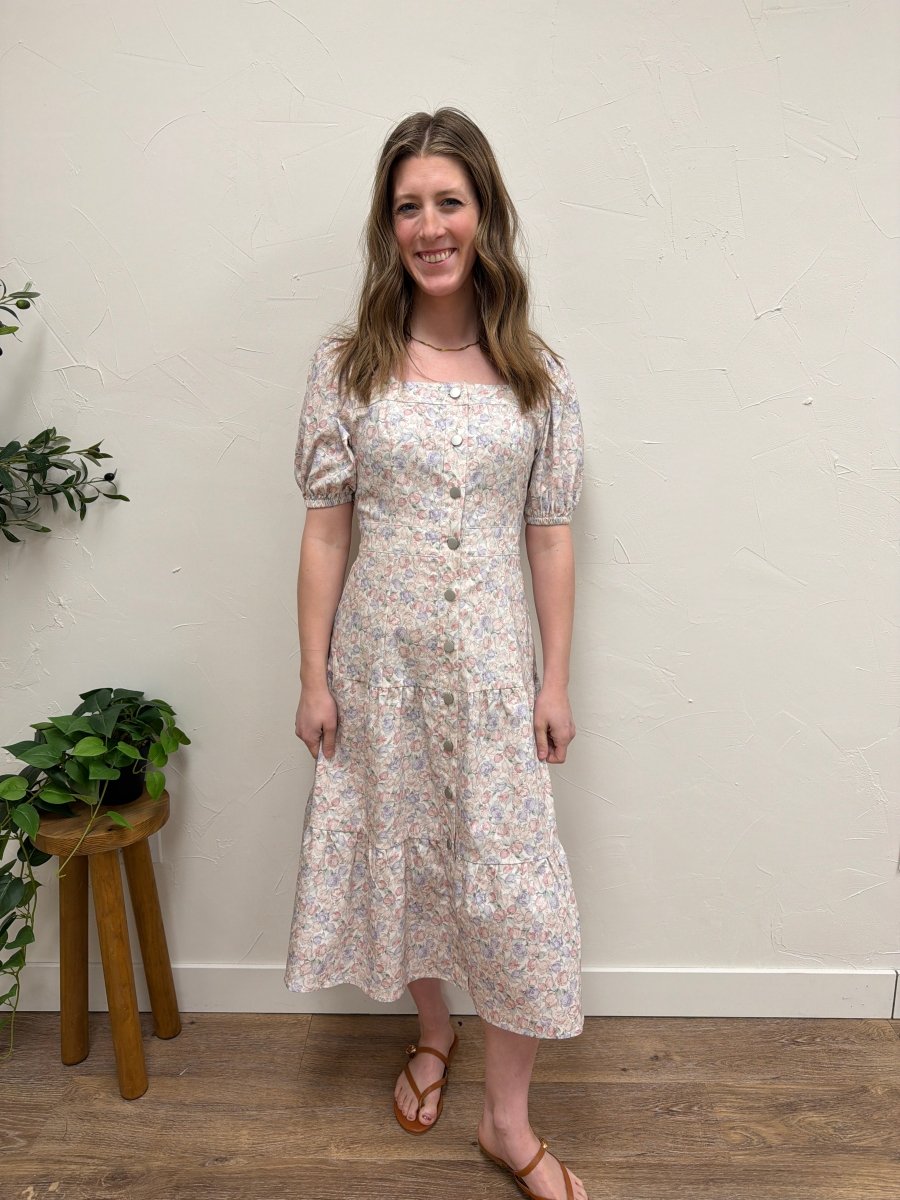 The Elton Tulip Print Dress – Mikrose Tulip Pattern Midi Dress - Three:Twelve Boutique - Mikarose