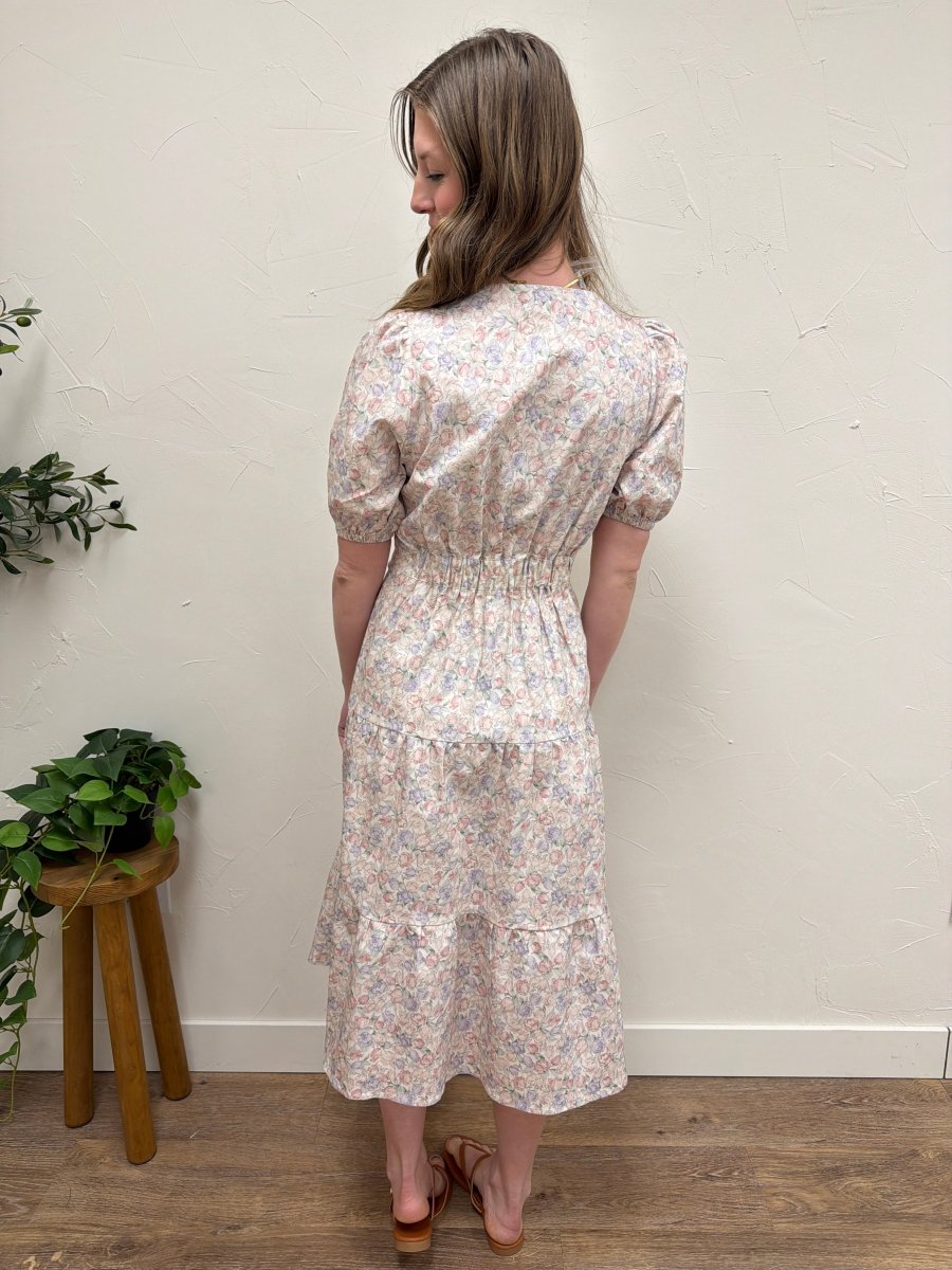 The Elton Tulip Print Dress – Mikrose Tulip Pattern Midi Dress - Three:Twelve Boutique - Mikarose