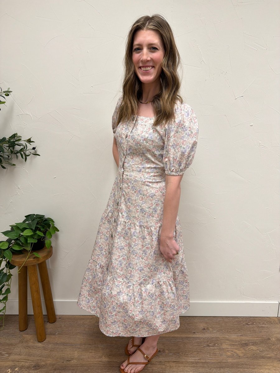 The Elton Tulip Print Dress – Mikrose Tulip Pattern Midi Dress - Three:Twelve Boutique - Mikarose