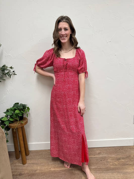 Lifestyle shot of model wearing The Jamie Dress in styled setting — Three:Twelve Boutique (to be confirmed from image)