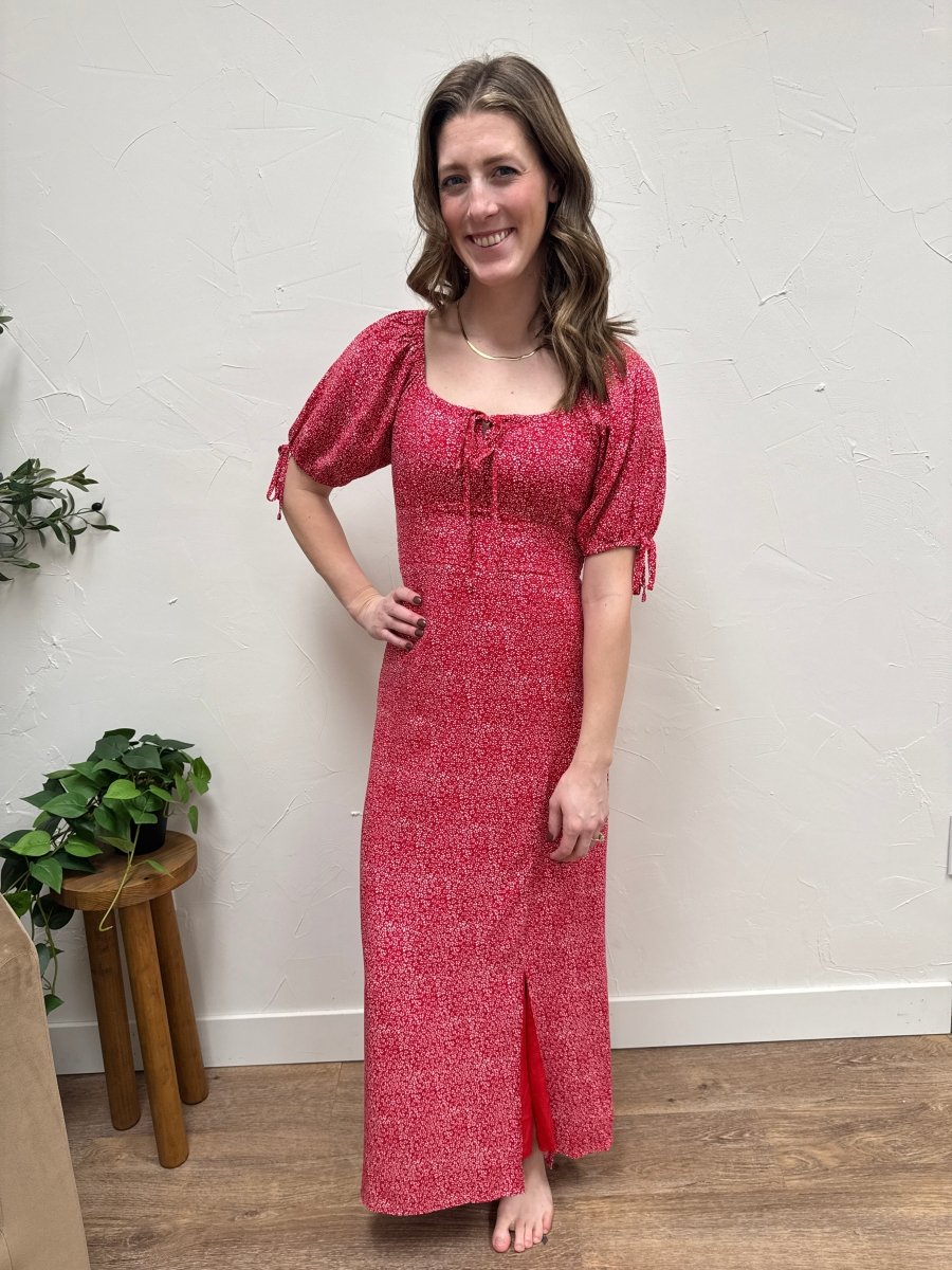 Front view of model wearing The Jamie Dress showing full silhouette — Three:Twelve Boutique