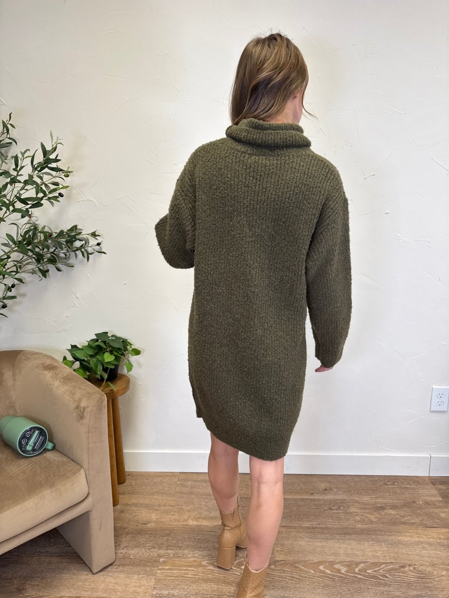 The Verity Sweater Dress – Cozy Long Sleeve Knit Mini Dress Green / Xsmall