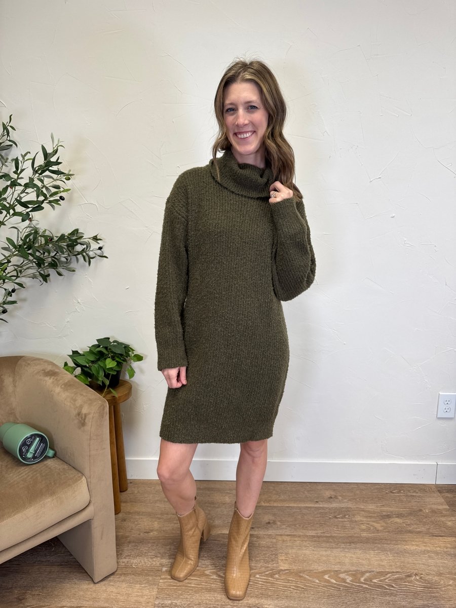 wool sweater dress The Verity Sweater Dress – Cozy Long Sleeve Knit Mini Dress Green / Xsmall