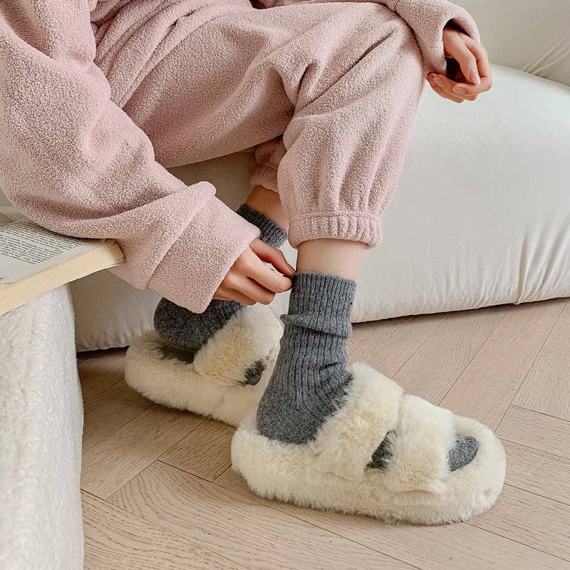 Thicken Plush Crew Socks : Light grey / One Size - Three:Twelve Boutique - Dipped Shop