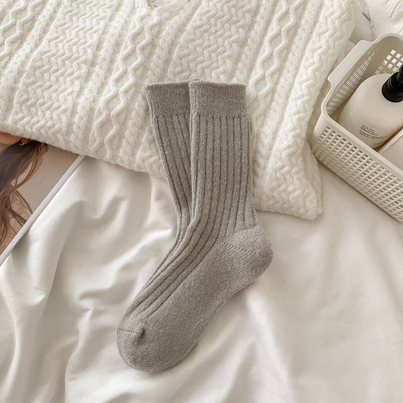Thicken Plush Crew Socks : Light grey / One Size - Three:Twelve Boutique - Dipped Shop
