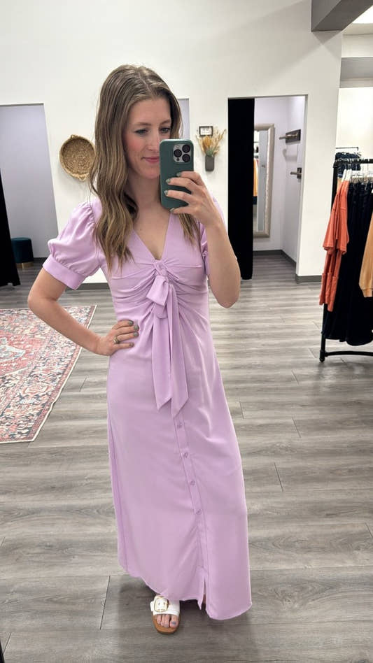 Tie Front Midi Dress - Three:Twelve Boutique - Skies Are Blue Clothing