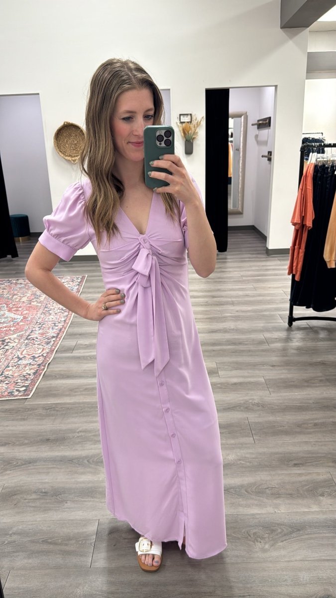 Tie Front Midi Dress - Three:Twelve Boutique - Skies Are Blue Clothing