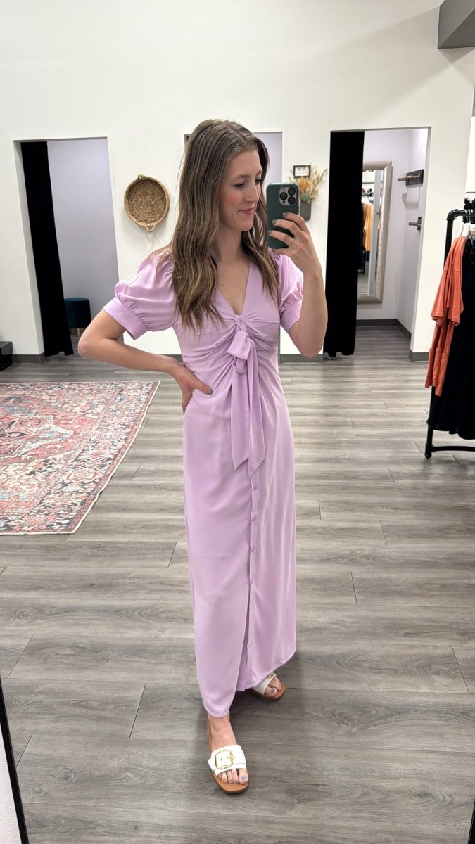 Tie Front Midi Dress - Three:Twelve Boutique - Skies Are Blue Clothing