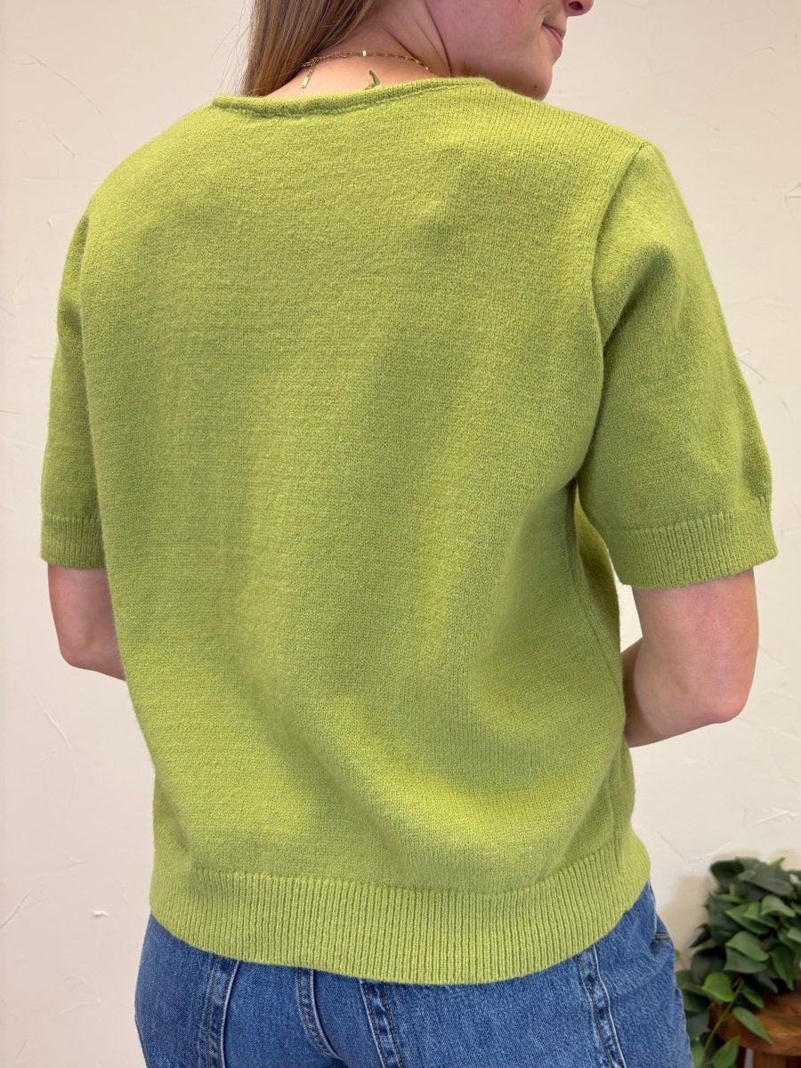 Tie neck Short Sleeve Sweater - Three:Twelve Boutique - Wishlist