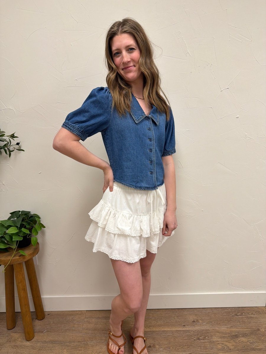 Tiered Ruffle Detail Skort – Flowy Layered Mini Skirt Shorts - Three:Twelve Boutique - mustardseed