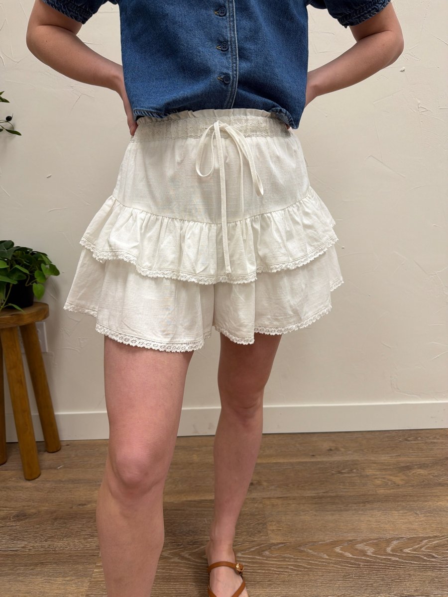Tiered Ruffle Detail Skort – Flowy Layered Mini Skirt Shorts - Three:Twelve Boutique - mustardseed