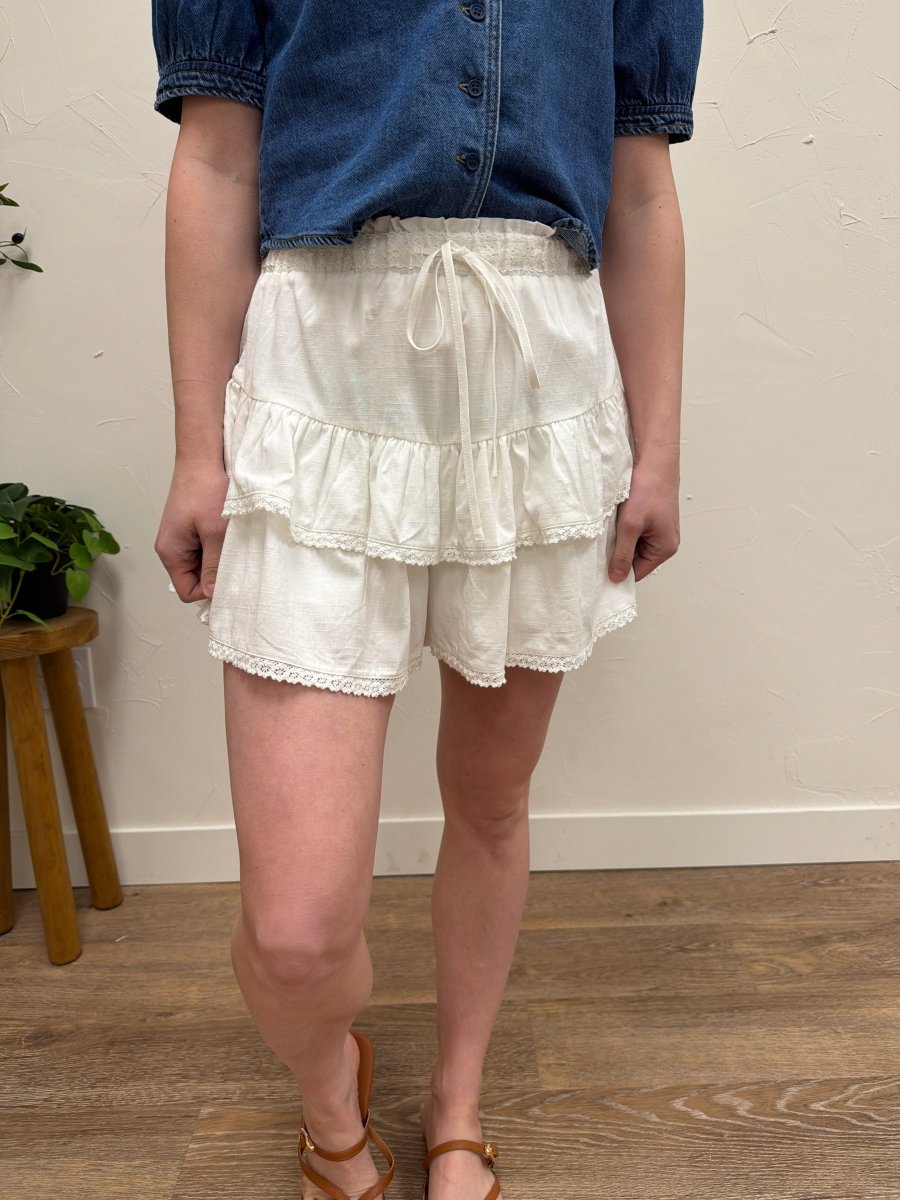 Tiered Ruffle Detail Skort – Flowy Layered Mini Skirt Shorts - Three:Twelve Boutique - mustardseed