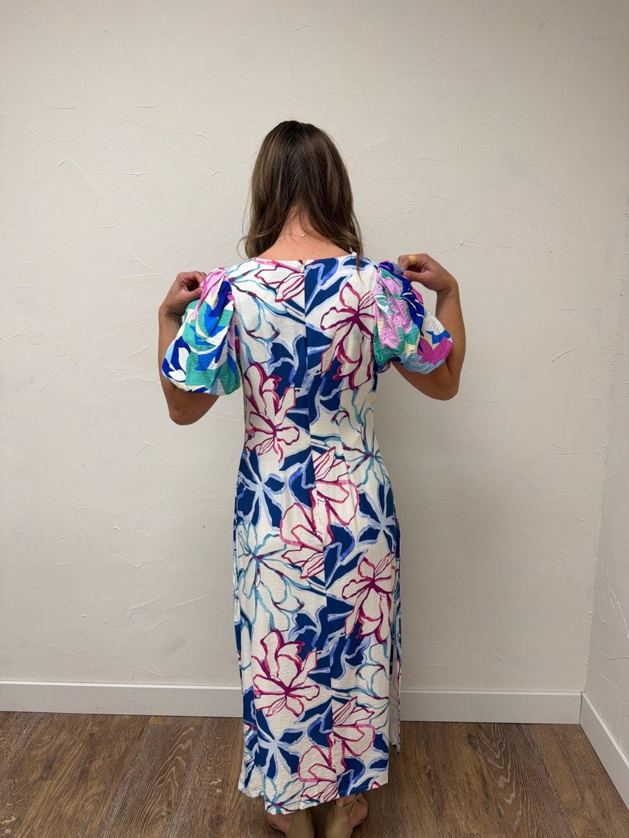 Tropical Floral Puff Sleeve Maxi Dress - Three:Twelve Boutique - eesome
