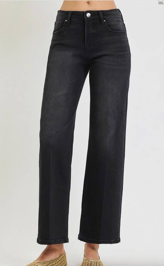 Tummy Control Straight with Crease Line Risen Jeans - Three:Twelve Boutique - Risen Denim