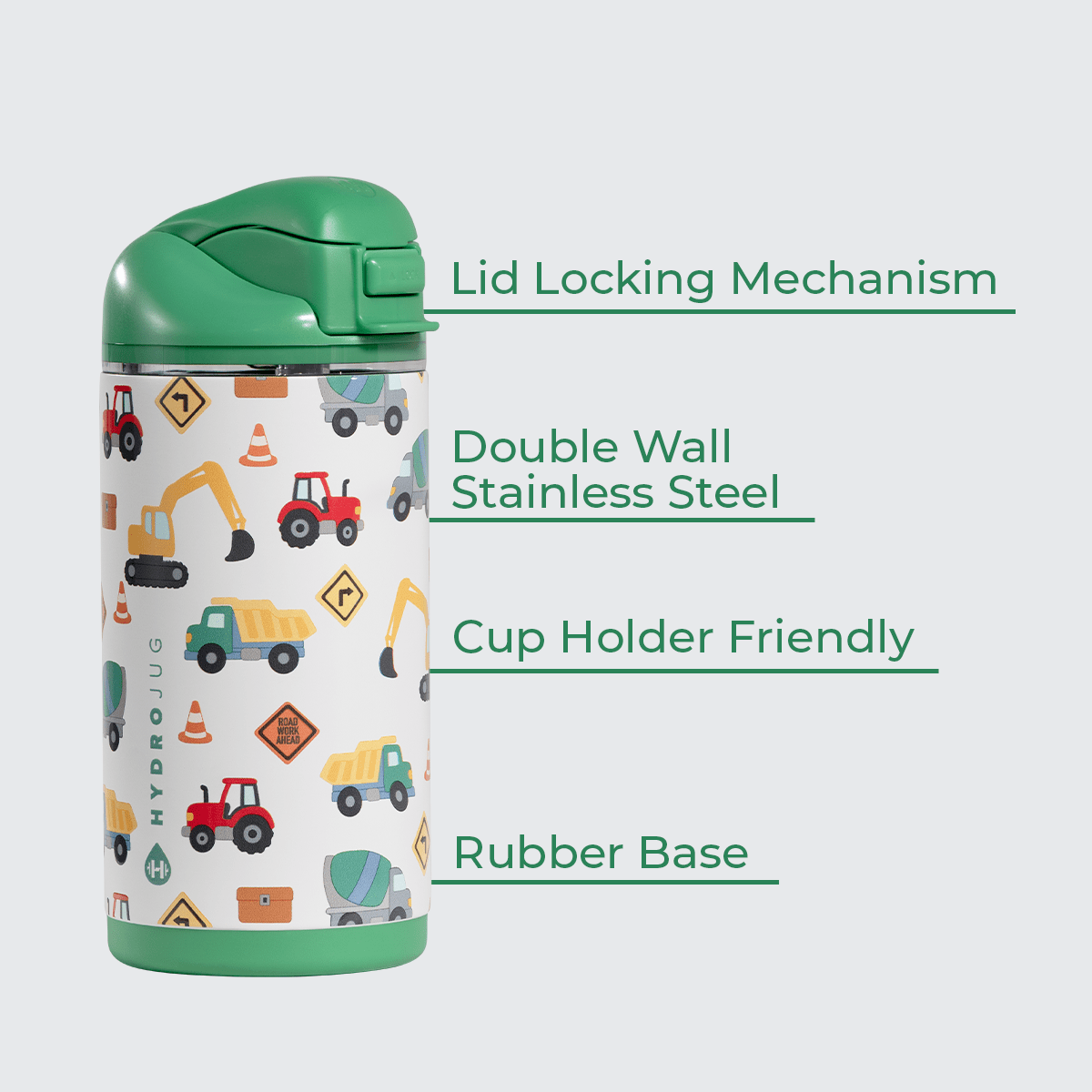 Under Construction HydroJug 14 oz Sport Kids Water Bottle - Three:Twelve Boutique - HydroJug