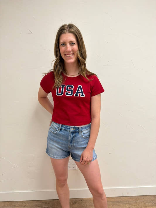 Usa Short Sleeve Baby Tee - Three:Twelve Boutique - Le Lis