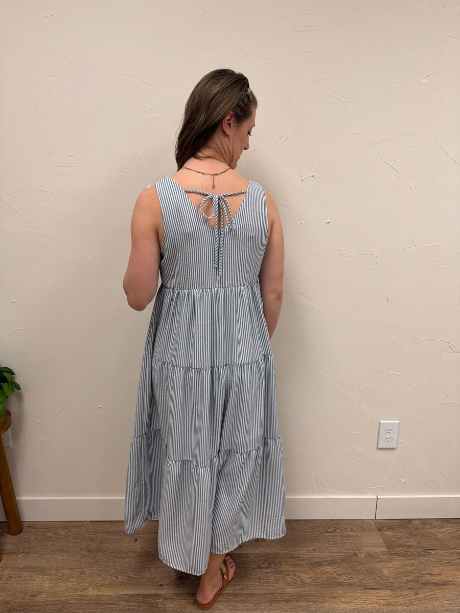 V neck Sleeveless Tiered Stripe Dress - Three:Twelve Boutique - SundayEdition