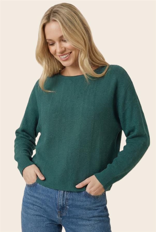 Vertically Textured Boat Neck Sweater