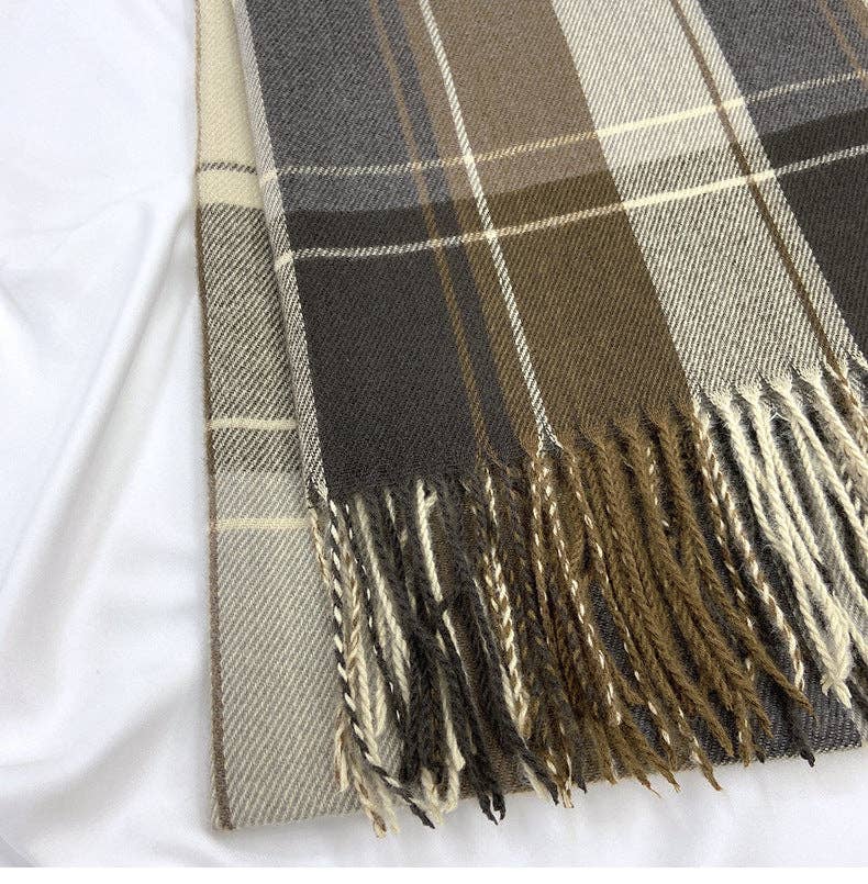 Vintage Plaid Tassel Scarf 10-Coffee - Three:Twelve Boutique - Dipped Shop