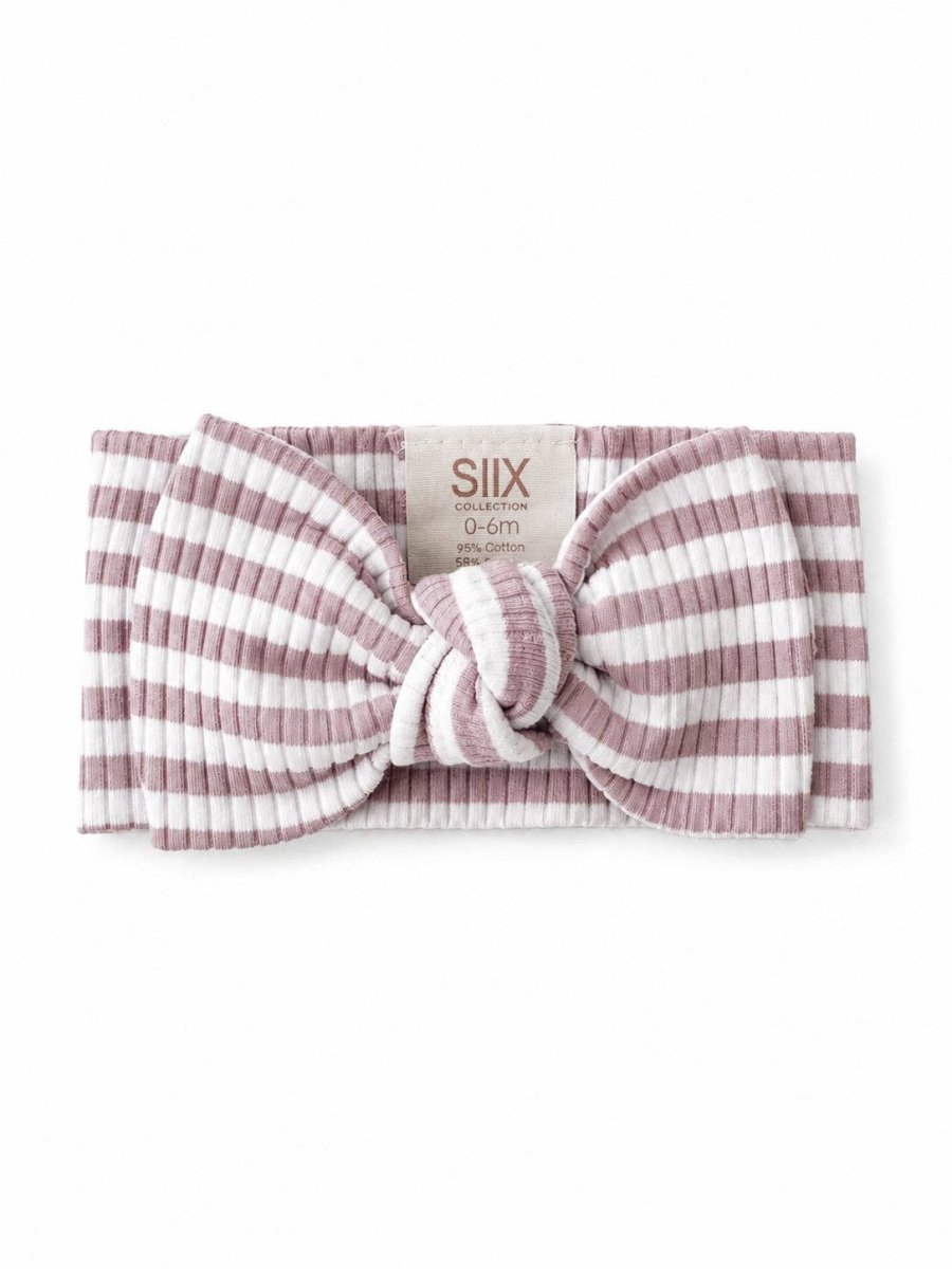 Violet Stripe / Ribbed Bow: 0-6M - Three:Twelve Boutique - SIIX Collection