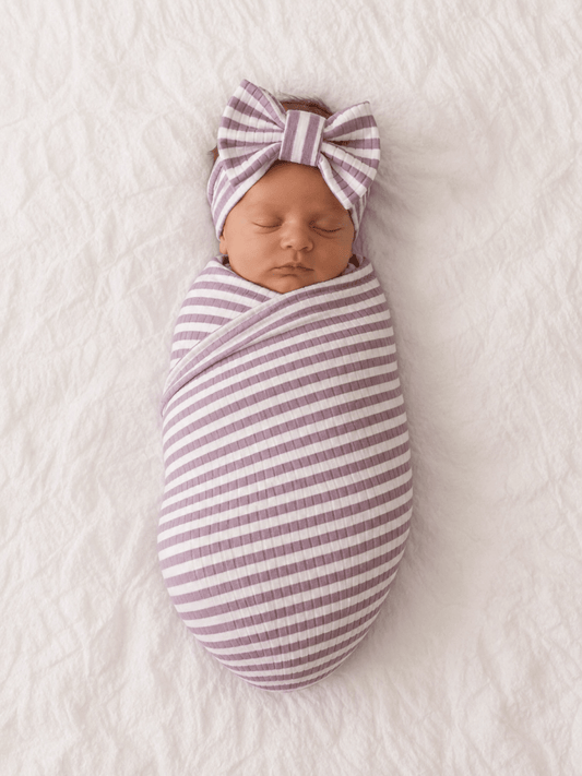 Violet Stripe / Ribbed Swaddle - Three:Twelve Boutique - SIIX Collection