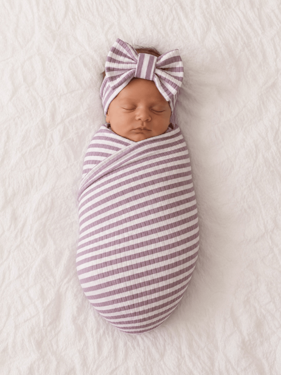 Violet Stripe / Ribbed Swaddle - Three:Twelve Boutique - SIIX Collection