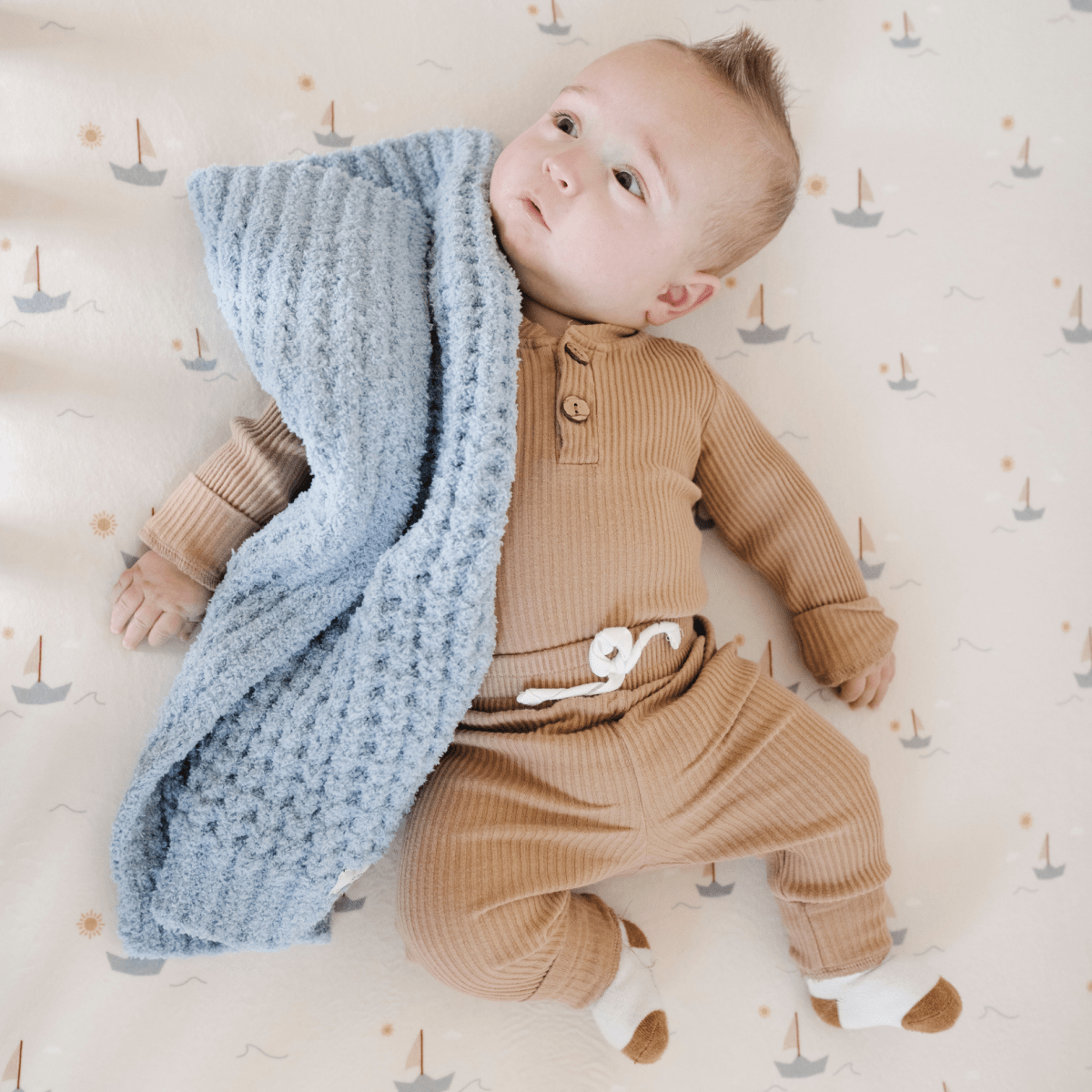 WAFFLE KNIT MINI BLANKETS: Swan - Three:Twelve Boutique - Saranoni