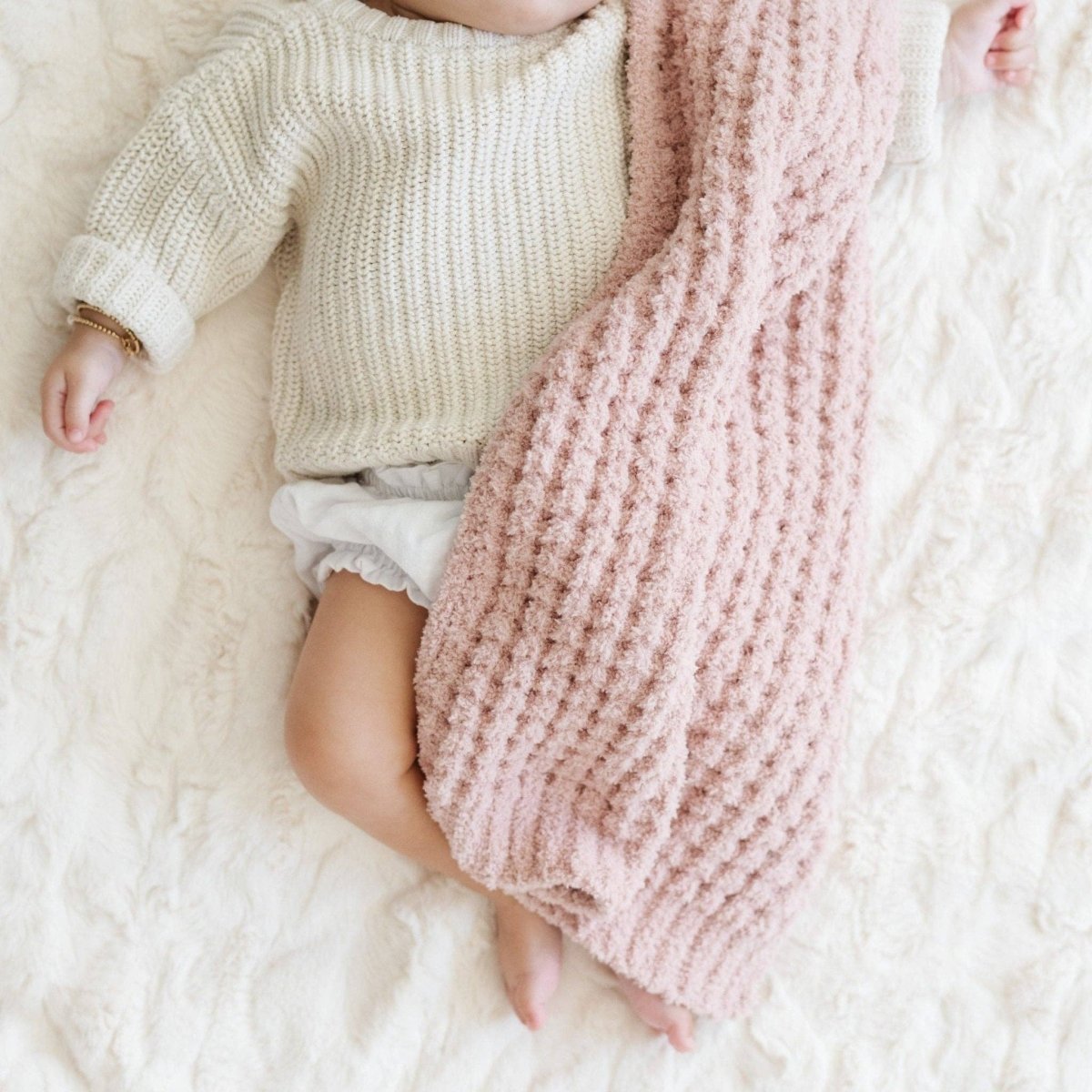 WAFFLE KNIT MINI BLANKETS: Wheat - Three:Twelve Boutique - Saranoni