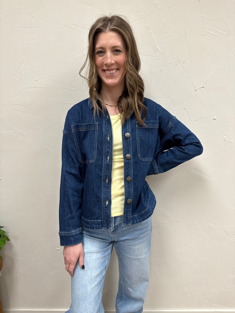 Washed Hi Low Shacket - Three:Twelve Boutique - mica denim