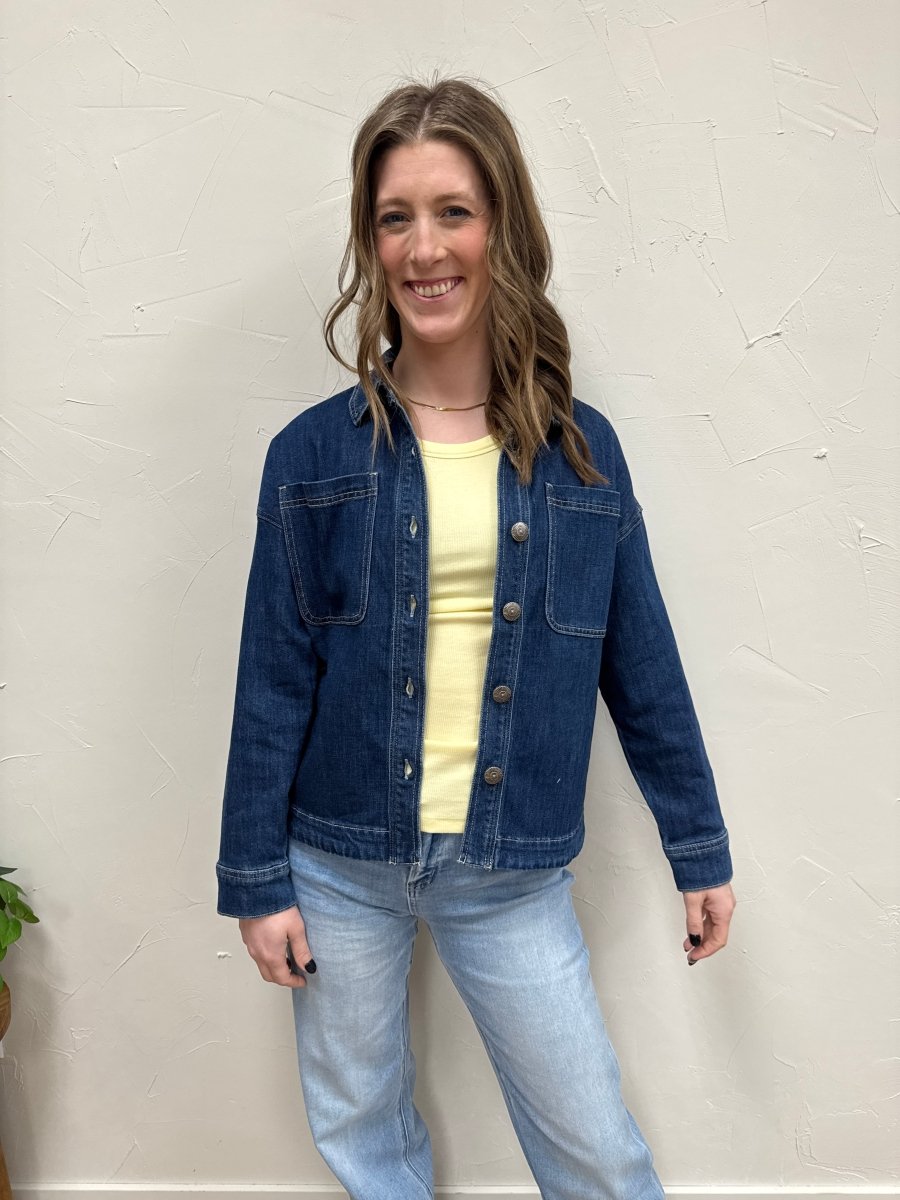 Washed Hi Low Shacket - Three:Twelve Boutique - mica denim