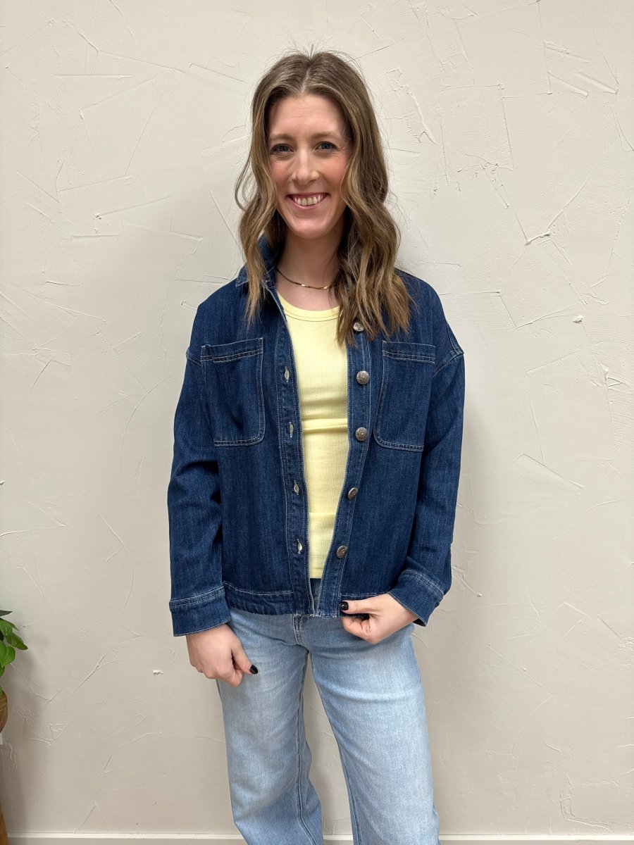 Washed Hi Low Shacket - Three:Twelve Boutique - mica denim