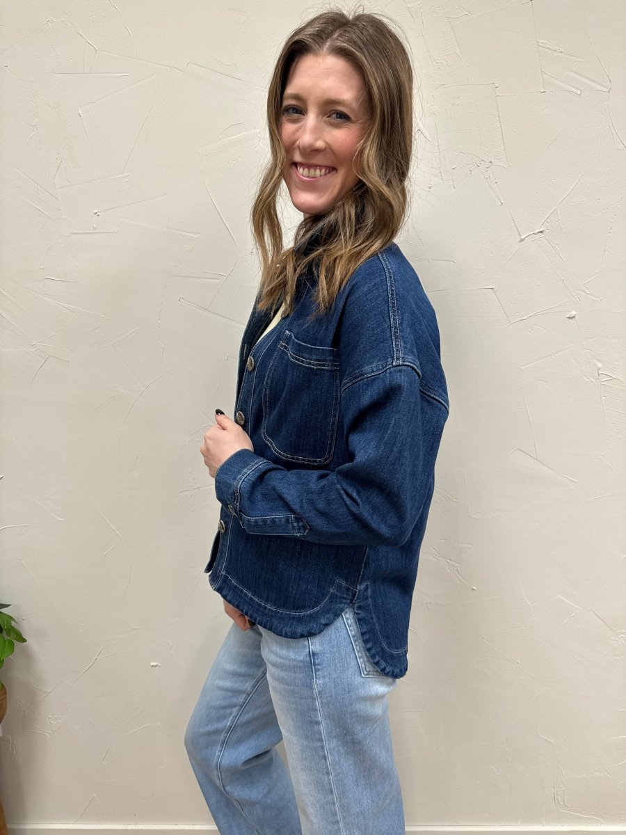 Washed Hi Low Shacket - Three:Twelve Boutique - mica denim