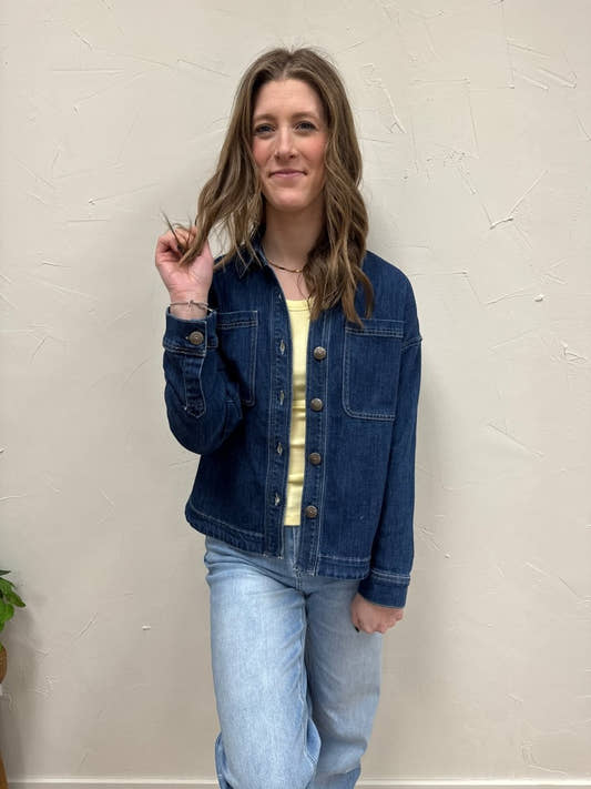 Washed Hi Low Shacket - Three:Twelve Boutique - mica denim