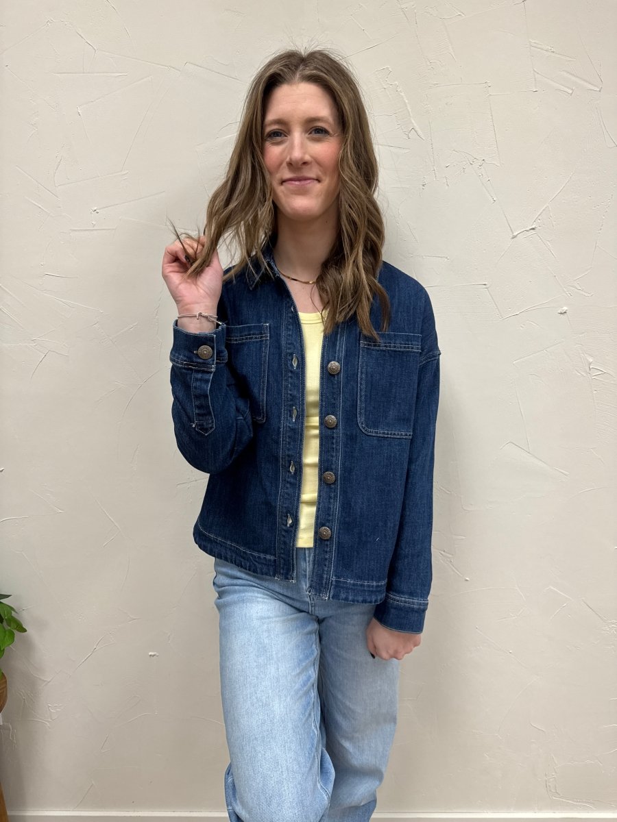 Washed Hi Low Shacket - Three:Twelve Boutique - mica denim