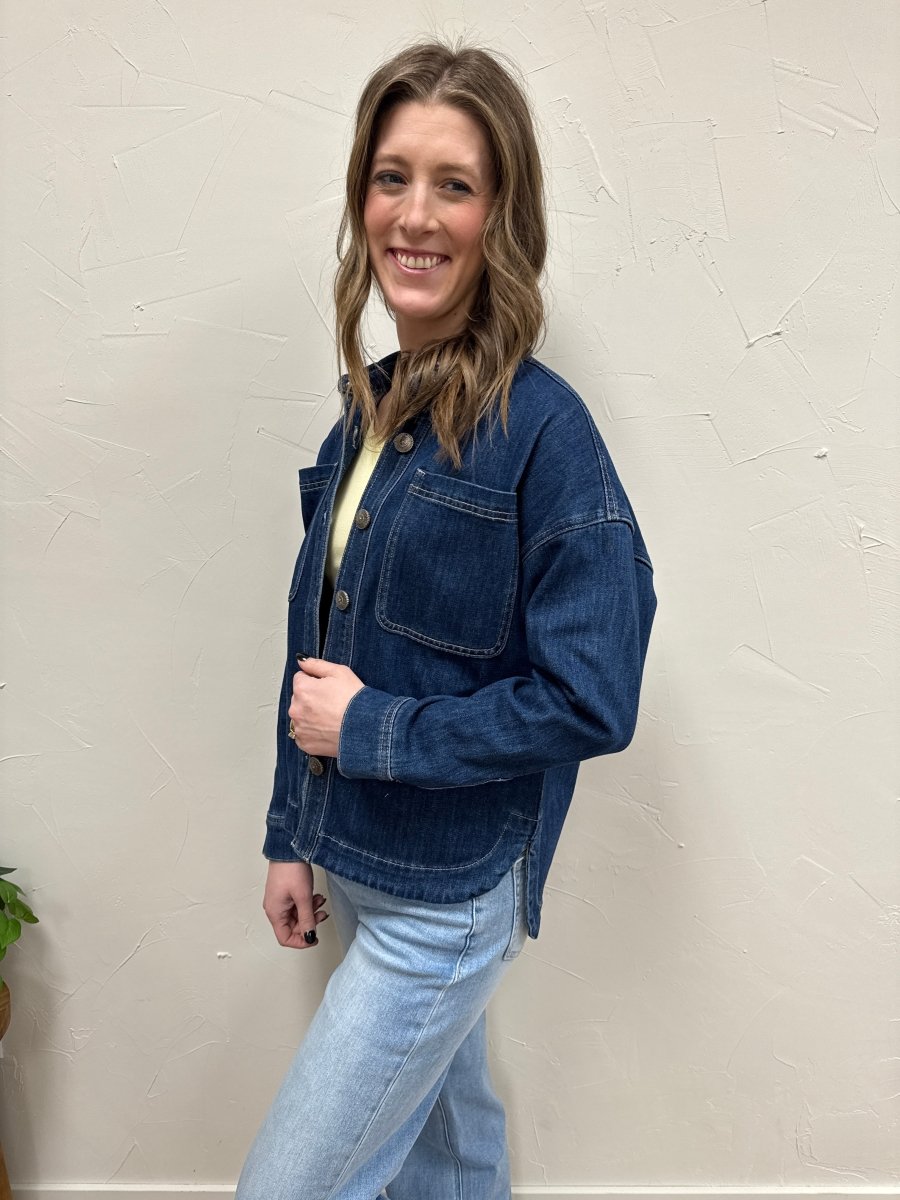 Washed Hi Low Shacket - Three:Twelve Boutique - mica denim