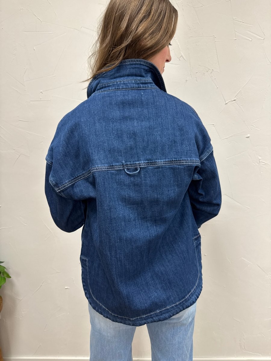 Washed Hi Low Shacket - Three:Twelve Boutique - mica denim