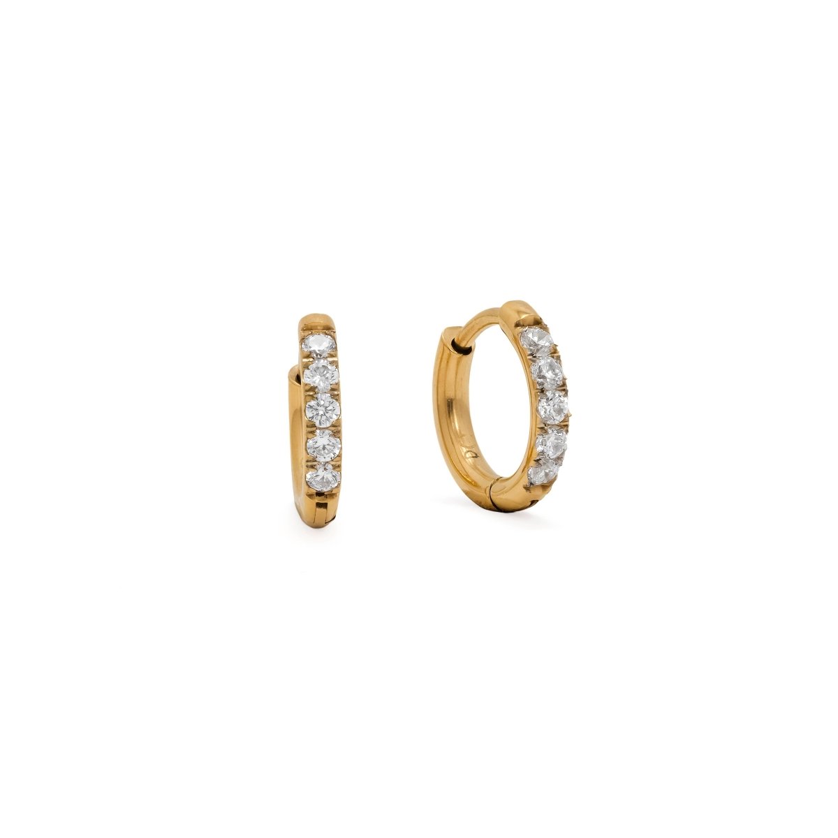 Waterproof 11mm CZ huggie hoop earrings - Three:Twelve Boutique - Brenda Grands Waterproof Jewelry