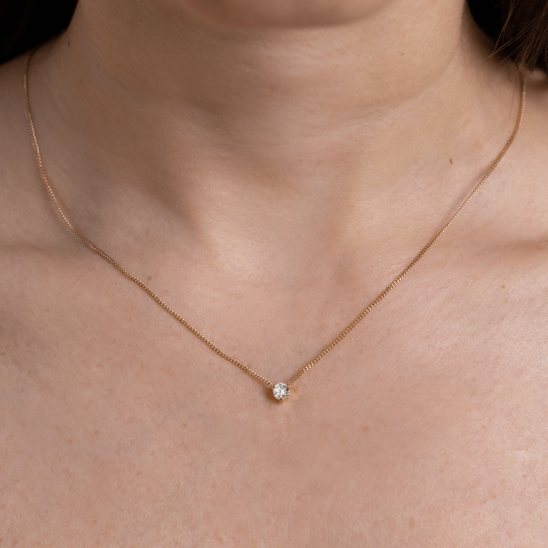 Waterproof 4mm Round Brilliant 5A CZ Solitaire Necklace - Three:Twelve Boutique - Brenda Grands Waterproof Jewelry