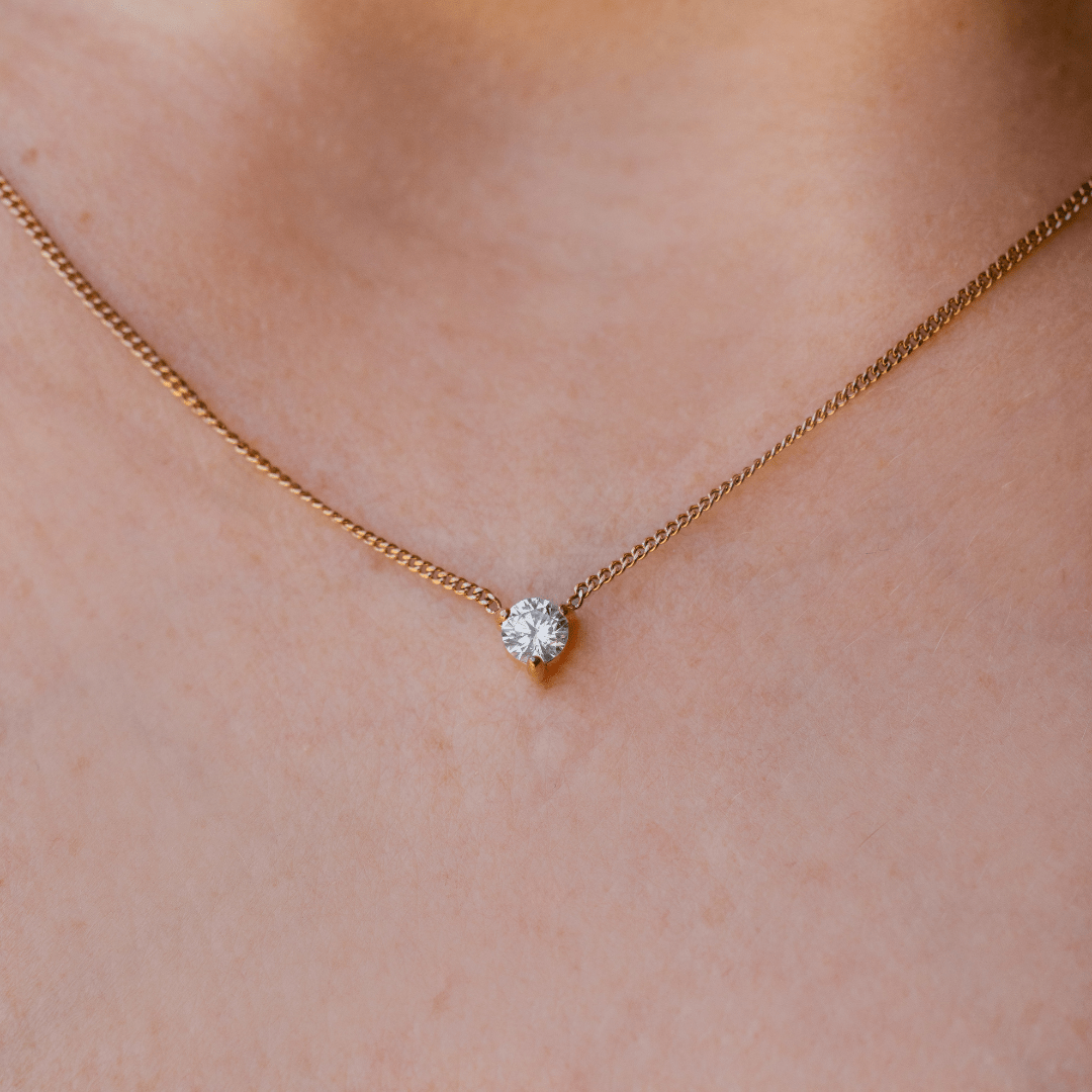 Waterproof 4mm Round Brilliant 5A CZ Solitaire Necklace - Three:Twelve Boutique - Brenda Grands Waterproof Jewelry