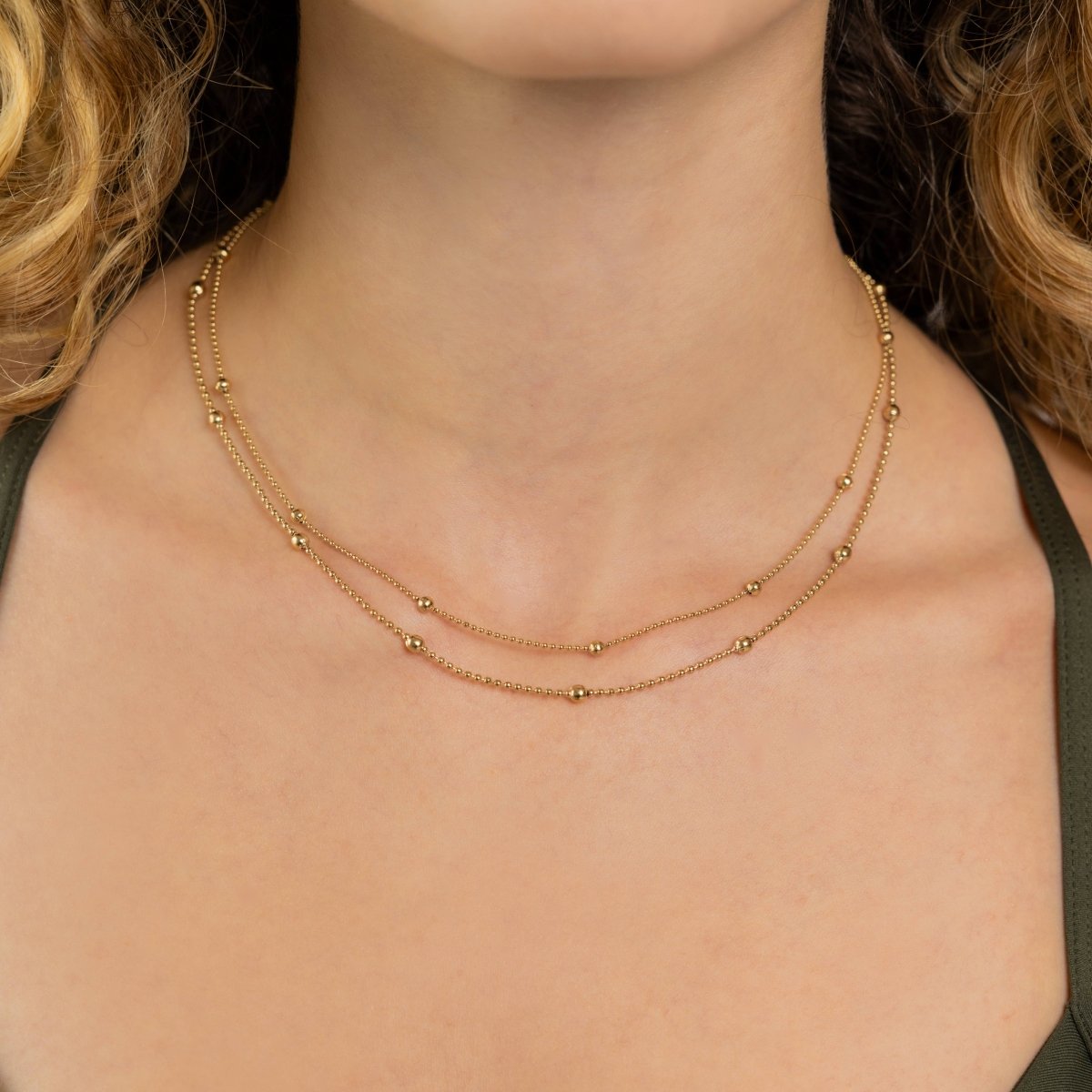 Waterproof Gold Double Beaded Chain Necklace - Three:Twelve Boutique - Brenda Grands Waterproof Jewelry