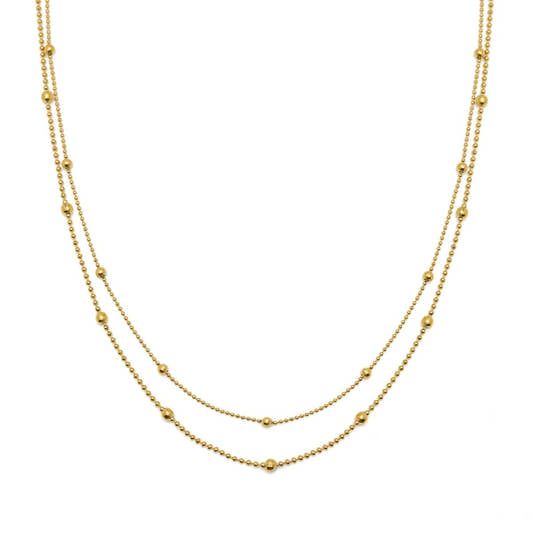 Waterproof Gold Double Beaded Chain Necklace - Three:Twelve Boutique - Brenda Grands Waterproof Jewelry