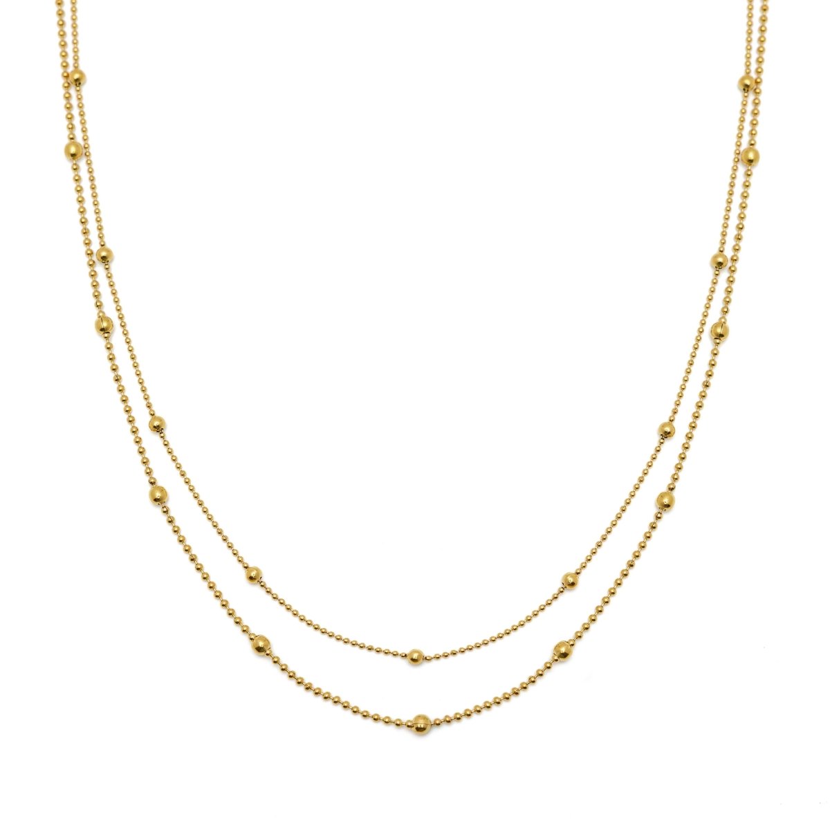 Waterproof Gold Double Beaded Chain Necklace - Three:Twelve Boutique - Brenda Grands Waterproof Jewelry