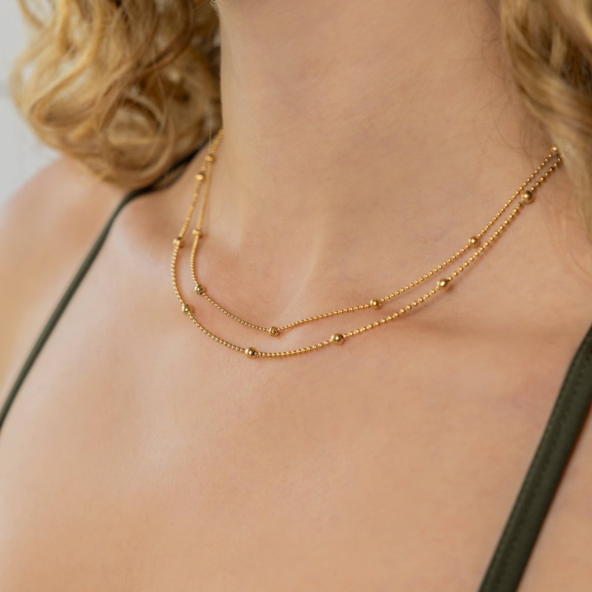 Waterproof Gold Double Beaded Chain Necklace - Three:Twelve Boutique - Brenda Grands Waterproof Jewelry