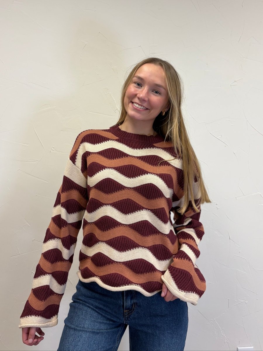 wavy stripe sweater top - Three:Twelve Boutique - she+sky