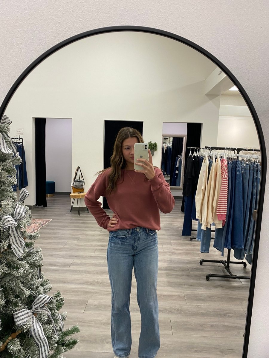 Wide Crew Neck Oversized Terry Pullover - Three:Twelve Boutique - Staccato