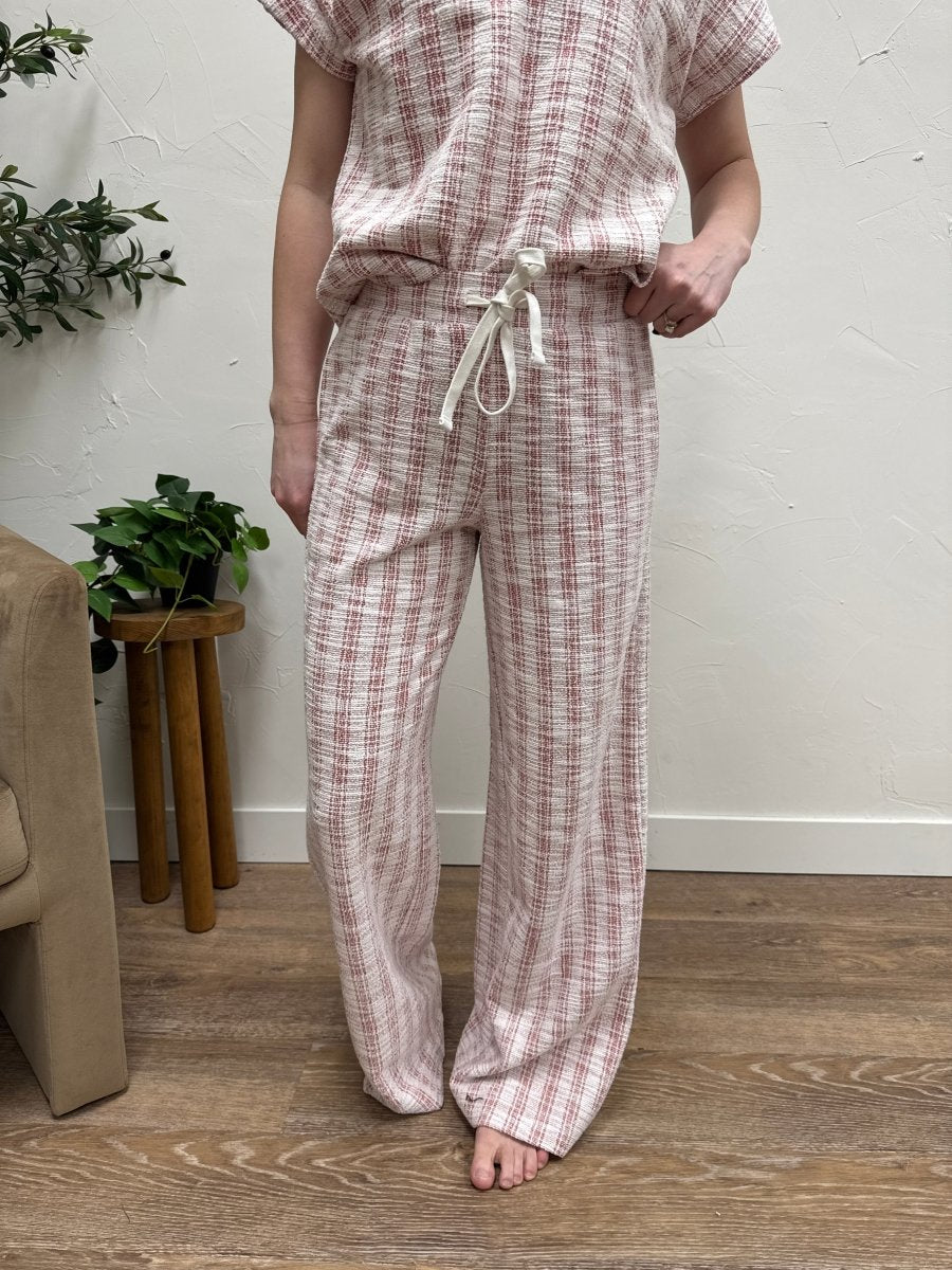 Front view of Zaria wide-leg pants showing structured relaxed silhouette — Three:Twelve Boutique