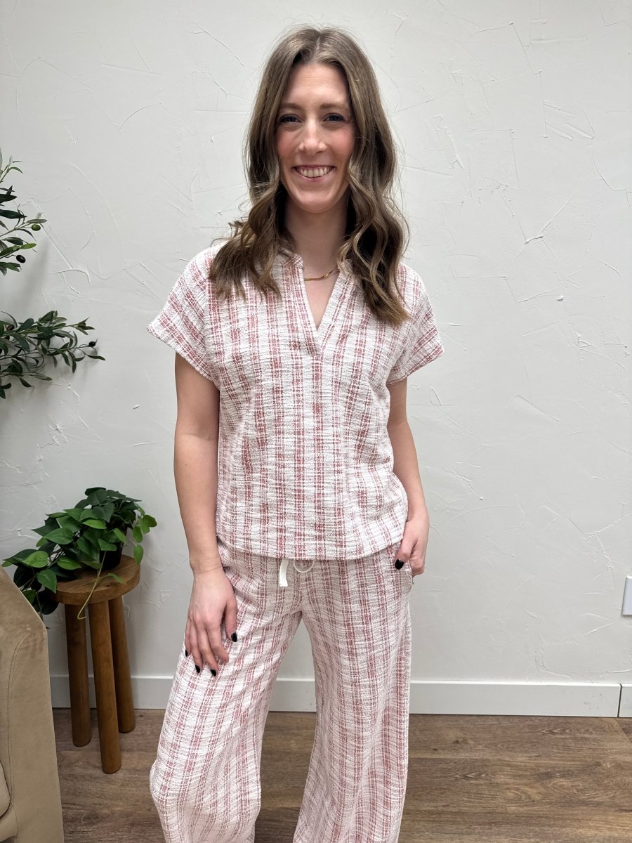 Front view of model wearing Zaria Top showing relaxed fit and overall design — Three:Twelve Boutique
