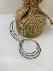 Textured Three Hoop Earrings-Accessories - Jewelry-Three:Twelve